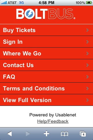 아이폰사파리로 접속하니 아이폰최적화된 페이지가 뜹니다. 여기서도 신용카드로 표를 바로 살 수 있습니다. 작은 버스회사가 참 센스가 있다는...