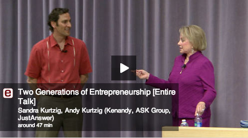 샌드라 커치그와 앤디 커치그 모녀는 2대에 걸친 창업정신에 대해 스탠포드대학에서 같이 강연에 나서기도 했다.