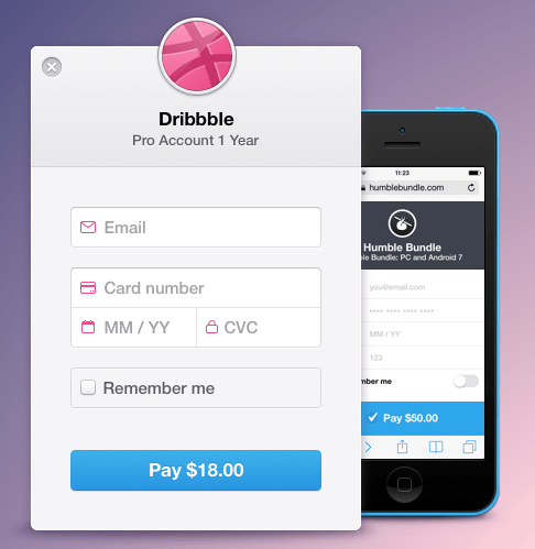 스트라이프API를 이용한 모바일결제화면.