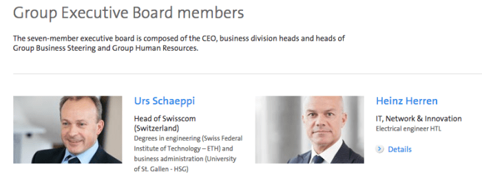 스위스콤 일행중 회사 홈페이지 경영진명단 제일 위에 나와있는 CEO와 CTO.