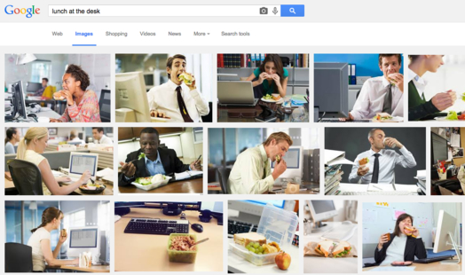 구글에서 검색을 해보니 이런 이미지들이 많이 나온다. 이것이 평균적인 미국직장인들이 점심을 먹는 모습이라고 해도 좋다.